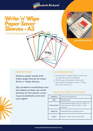 Write 'N' Wipe Paper Saver Sleeves - A3 Pack of 5